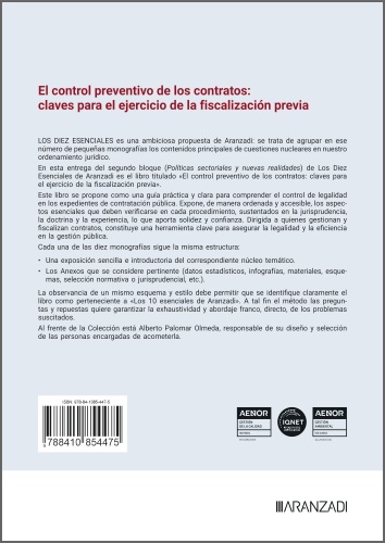 El control preventivo de los contratos: claves para el ejercicio de la fiscalización previa (Los Diez Esenciales de Derecho Administrativo, n.º 5)