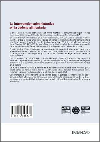La intervención administrativa en la cadena alimentaria (Los Diez Esenciales de Derecho Administrativo, N.º 6)
