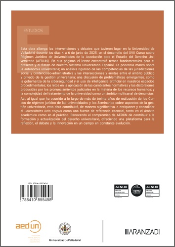 Derecho universitario en tiempos de cambio Ponencias del XVII Curso sobre régimen jurídico de universidades