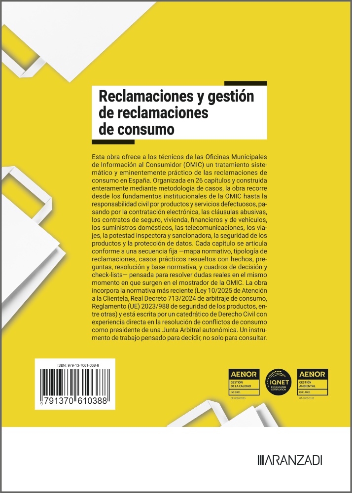 Reclamaciones y gestión de reclamaciones de consumo