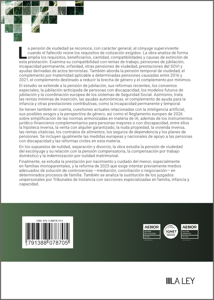 La pensión de viudedad y otras prestaciones